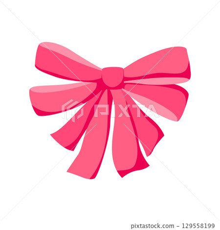 Satin bow illustration. Ribbon with knot for gift card and design. Satin bow illustration. Ribbon with knot for gift card and design. 129558199