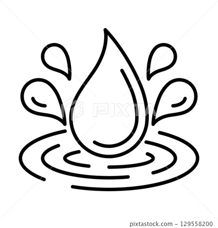 Water drops icon. Aqua or liquid thin line illustration. Water drops icon. Aqua or liquid thin line illustration. 129558200