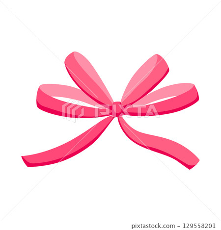 Satin bow illustration. Ribbon with knot for gift card and design. Satin bow illustration. Ribbon with knot for gift card and design. 129558201