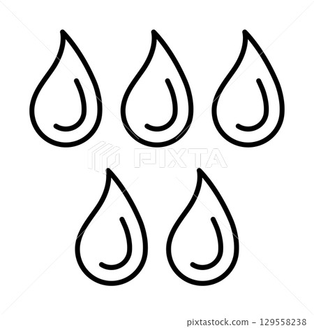 Water drops icon. Aqua or liquid thin line illustration. Water drops icon. Aqua or liquid thin line illustration. 129558238