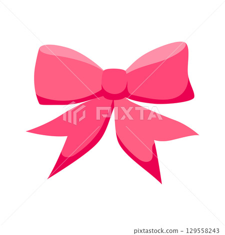 Satin bow illustration. Ribbon with knot for gift card and design. 129558243