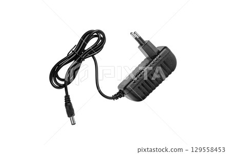 3.5mm AC/DC Power Adapter Cable on White Background for Tech 129558453