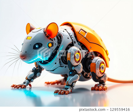 Innovative robot design combines features of a mouse and a turtle in a futuristic, sleek style Innovative robot design combines features of a mouse and a turtle in a futuristic, sleek style 129559416