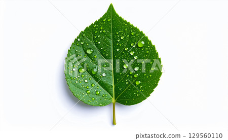 Close-up of green leaves covered with morning dew / A refreshing background material that expresses nature and vitality Close-up of green leaves covered with morning dew / A refreshing background material that expresses nature and vitality 129560110