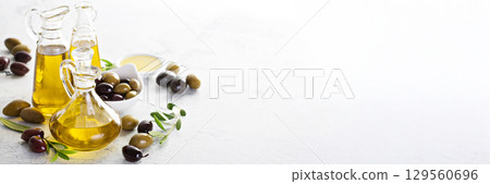 Olive oil in vintage bottles 129560696