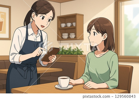 咖啡館裡的溫馨瞬間（動漫風格） 129560843