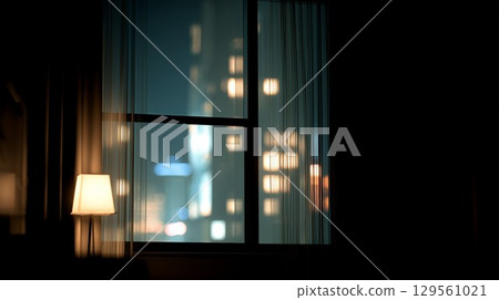 建築物窗戶裡的燈光 129561021