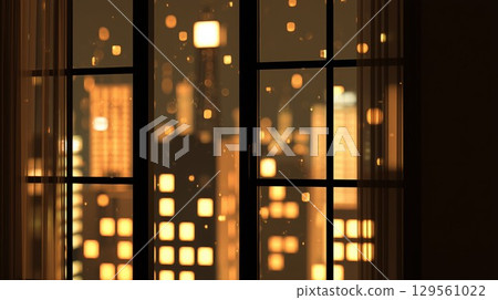 建築物窗戶裡的燈光 129561022