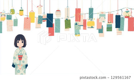 浴衣圖中的女孩 129561167