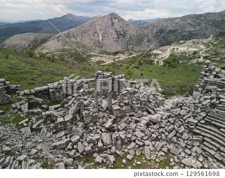 Aerial view of Sagalassos ruins in Taurus Mountains, Burdur Province, Turkiye Aerial view of Sagalassos ruins in Taurus Mountains, Burdur Province, Turkiye 129561698