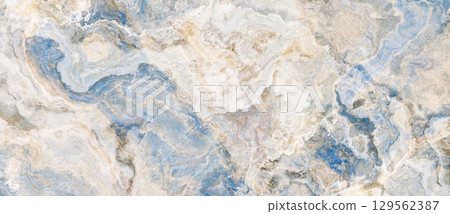 Blue and beige marble background 129562387