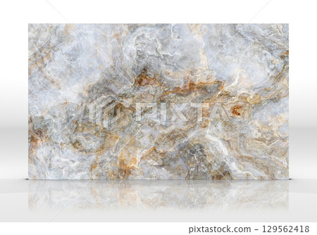 White gold Onyx marble tile texture 129562418