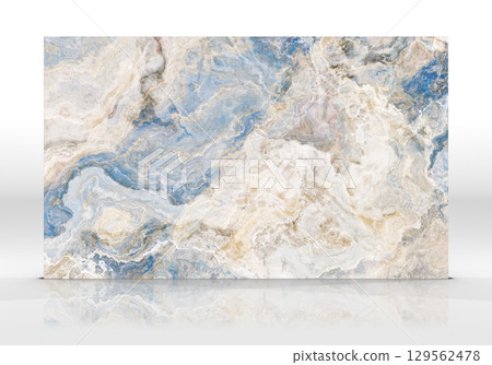 Beige and blue Onyx marble tile texture 129562478