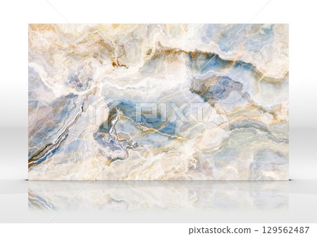 Beige and blue Onyx marble tile texture 129562487