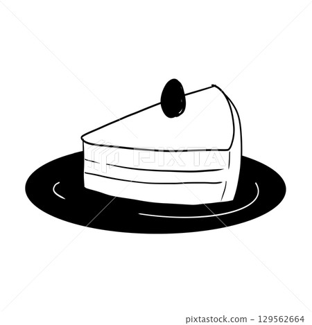 Simple cake line drawing 129562664