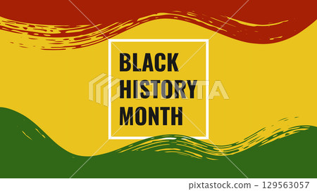 Black History Month African American history card celebration. Red yellow green color. Web page banner poster design. Vector. 129563057