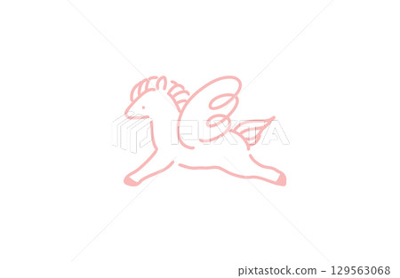 粉紅色的簡單飛馬插圖 129563068