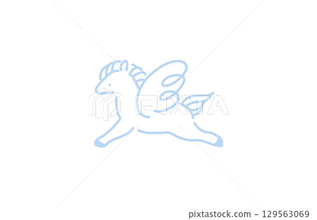 Simple Pegasus illustration in blue 129563069