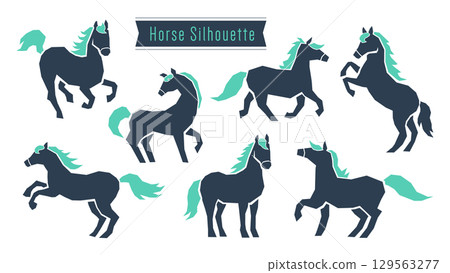 Horse silhouette illustration set 129563277