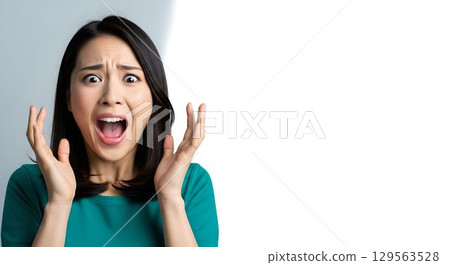 AI-generated image of a Japanese woman screaming 129563528