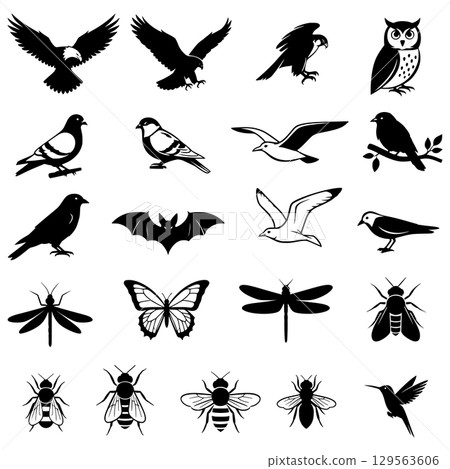 Silhouettes from Sky and Soil Icon Generative AI 129563606