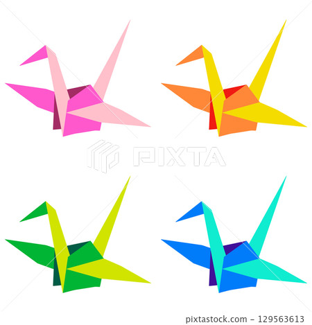 Vibrantly colored origami cranes, set of 4 129563613