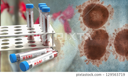 The Blood Tube for avian influenza or bird flu concept 3d Rendering. 129563719