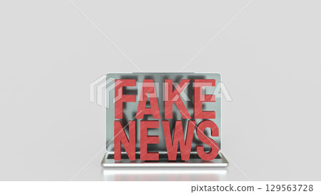 The Red Fake News on Laptop  image 3d Rendering. 129563728
