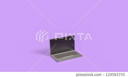 The Laptop on Purple Background for Business or Technology concept 3d Rendering. 129563735