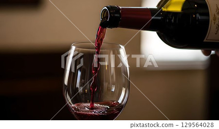 紅酒倒入玻璃杯的特寫 2 AI 產生的圖像 129564028