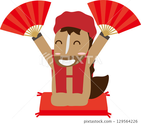 Illustration of the zodiac horse (Uma) representing the 60th birthday Illustration of the zodiac horse (Uma) representing the 60th birthday 129564226