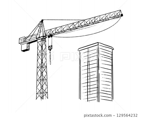 Building crane sketch 129564232