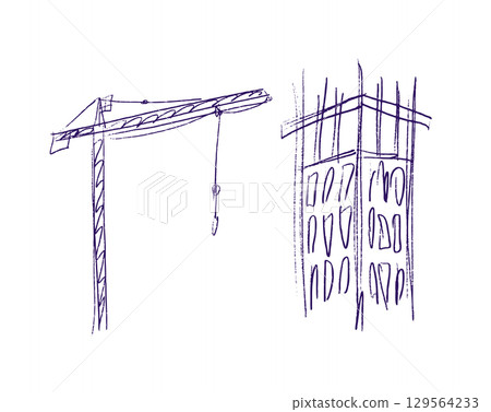 Building crane sketch 129564233