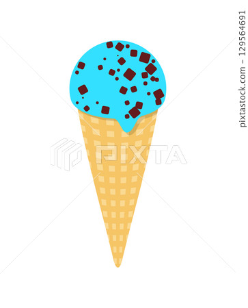 Ice cream mint chocolate cone ice cream illustration 129564691