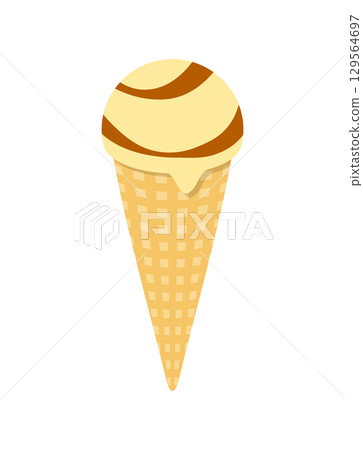Ice cream caramel vanilla cone ice cream illustration 129564697