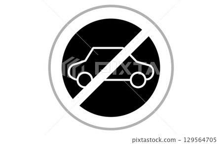No vehicle entry sign line drawing illustration icon 129564705
