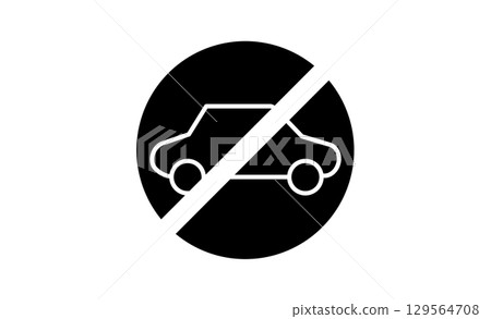 禁止車輛進入標誌線描插圖圖標 禁止車輛進入標誌線描插圖圖標 129564708