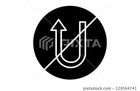 Road sign U-turn prohibited icon material Road sign U-turn prohibited icon material 129564741