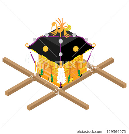 Isometric illustration of a summer festival mikoshi (portable shrine) Isometric illustration of a summer festival mikoshi (portable shrine) 129564973