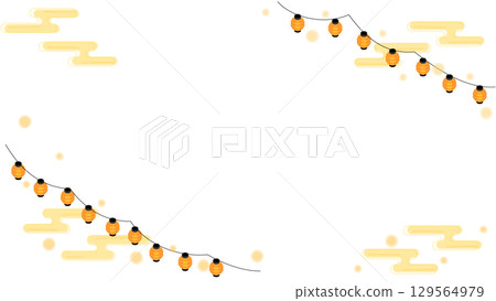 Festival lantern and gold cloud frame background (isometric) 129564979