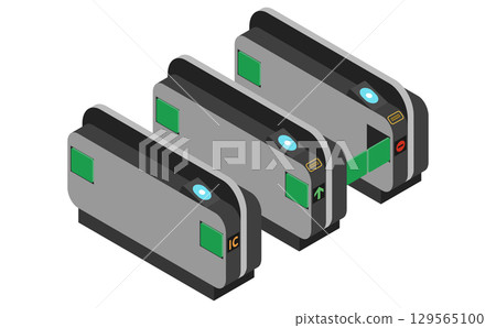 Isometric illustration: ticket gate Isometric illustration: ticket gate 129565100