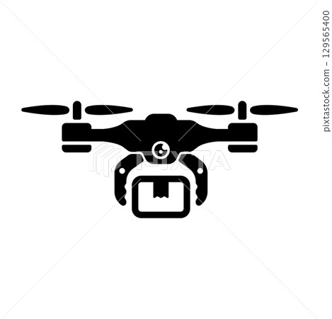 Drone vector icon illustration (cargo transportation/automatic delivery) 129565400