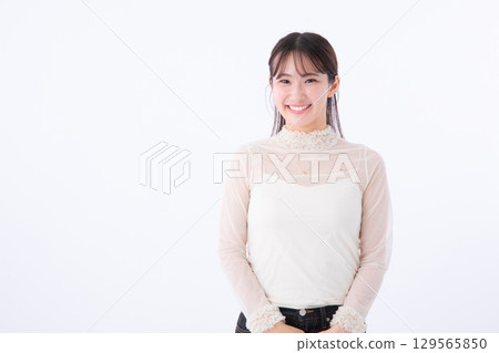 A young woman with a smile 129565850
