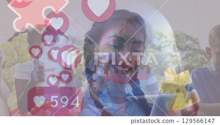Image of autism awareness month text over diverse schoolchildren Image of autism awareness month text over diverse schoolchildren 129566147