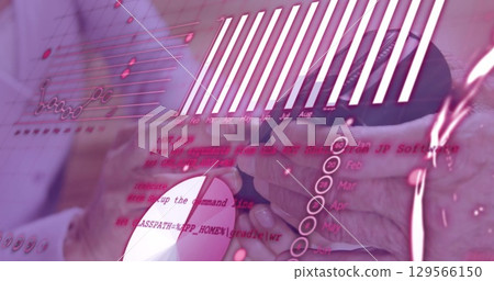 Image of data processing with graph over diverse people paying with credit card Image of data processing with graph over diverse people paying with credit card 129566150