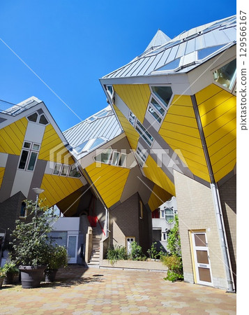 Cube Houses in Rotterdam, Netherlands. Kubuswoningen, designed by Piet Blom 129566167