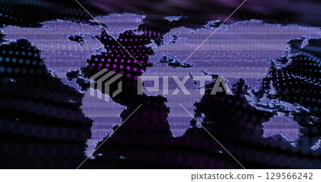 Image of world map and spots on black background 129566242
