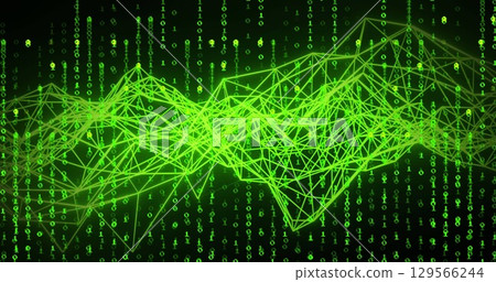 Image of data processing and shapes on black background Image of data processing and shapes on black background 129566244