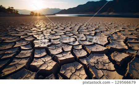 Landscapes of severe water shortages and drought, Generative AI, AI images 129566679