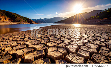 Landscapes of severe water shortages and drought, Generative AI, AI images 129566683